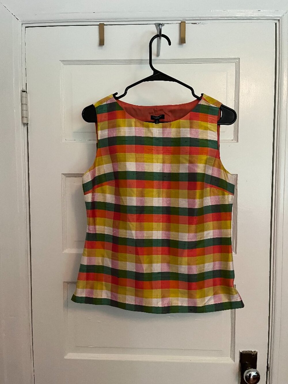 Talbots 100% Silk Plaid Tank Top